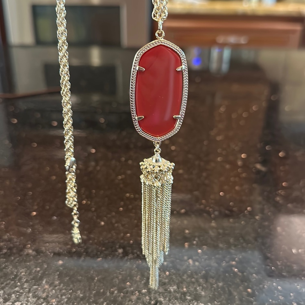 Kendra Scott Gold Trim Necklace - Red/Maroon